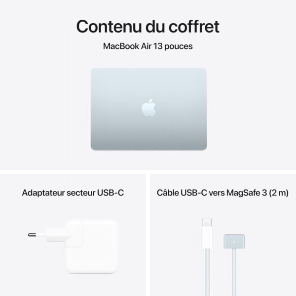 Apple MacBook Air 13 Pouces Ordinateur Portable avec Puce M4 : Conçu pour Apple Intelligence, Écran Liquid Retina de 13,6 Pouces, Mémoire unifiée de 16 Go, Stockage SSD de 256 Go, Touch ID ; Ciel – Image 6