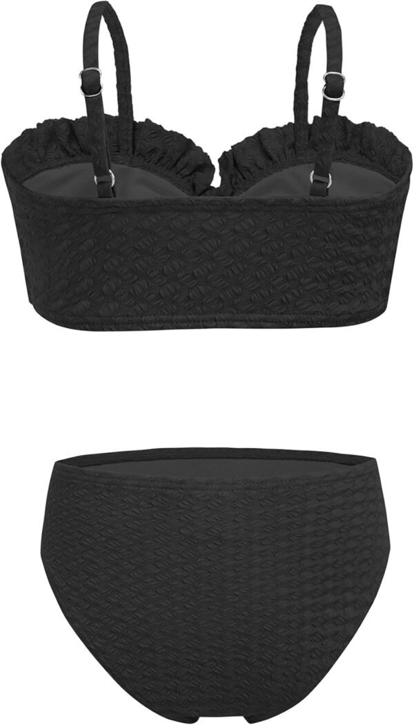 Maillot de Bain 3 pièces pour Fille avec Jupe torsadée sur Le Devant, Haut de Bikini, Slip de Bain de Couleur Unie et Jupe Cache-Maillot de Bain pour la Plage et la Piscine, Bikinis pour 5 à 14 Ans – Image 4