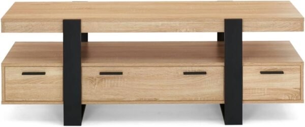 IDMarket - Meuble TV 140 cm Phoenix avec tiroirs Bois et Noir – Image 3