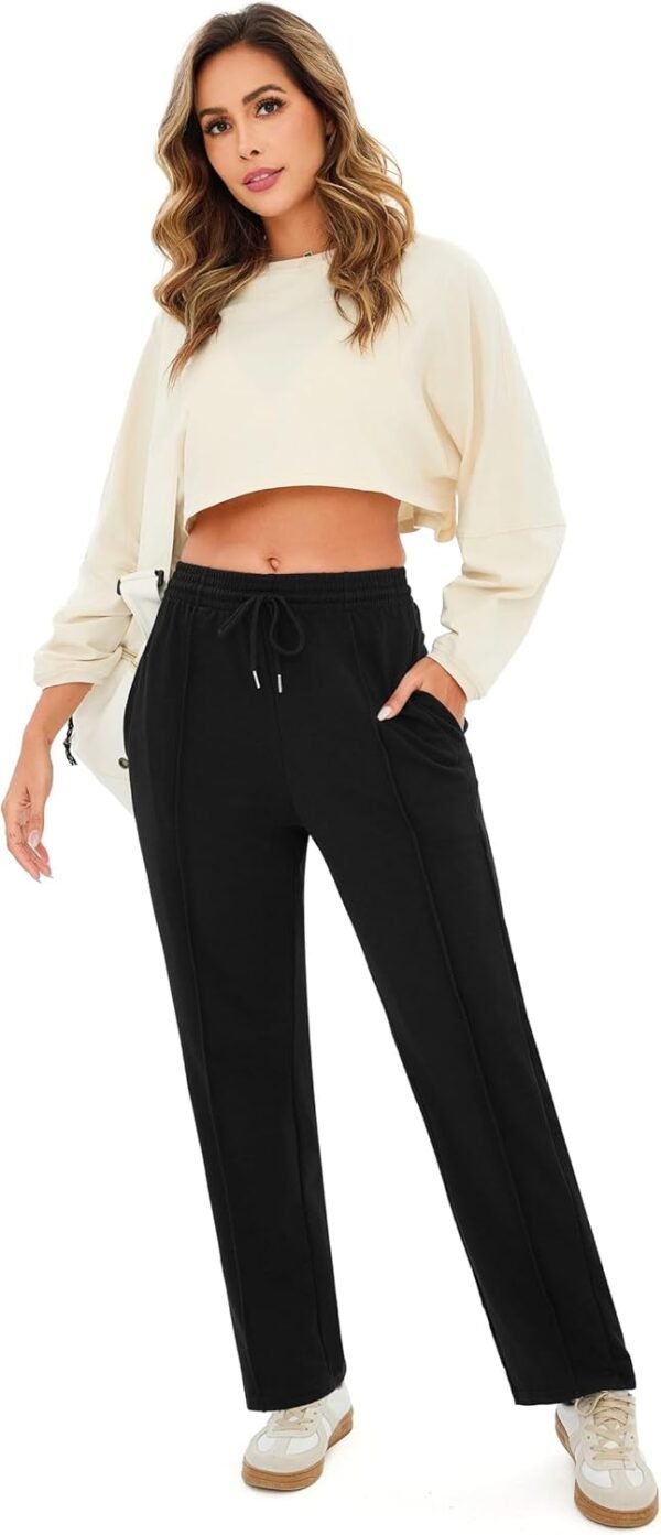 Terecey Pantalon Jogging Femme Coton Pantalons de Sport Décontracté avec Taille Élastique et Poches Pantalon de Survêtement pour Yoga Fitness Running S-XXL – Image 7