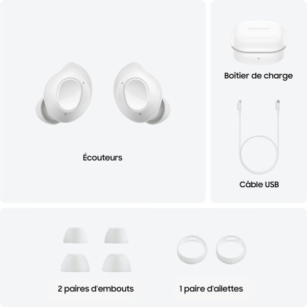 Samsung Galaxy Buds FE Écouteurs sans Fil, Réduction Active du Bruit, Ajustement Confortable, 3 Micros, Commande Tactile, Basses Profondes, Graphite, Version FR – Image 9