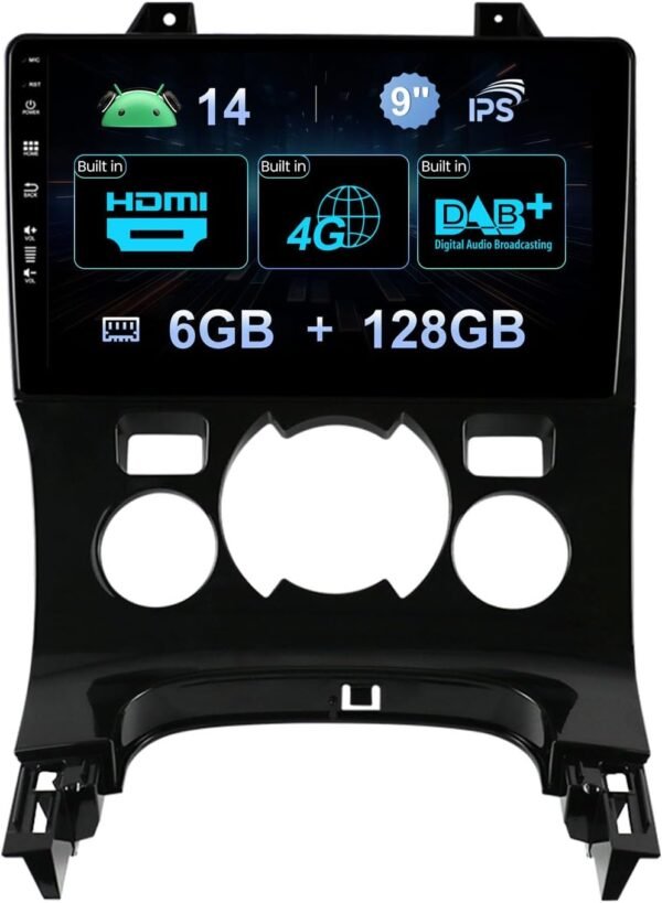 MISONDA 6G + 128G Autoradio Android 14 IPS 9 Pouces pour Peugeot 3008/5008 (2009-2016) intégré 4G Dab Carplay Android Auto avec GPS | Bluetooth | USB | WiFi | MirrorLink | RDS