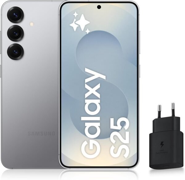 Samsung Galaxy S25, Smartphone Android 5G avec Galaxy AI, 128 Go, Chargeur secteur rapide 25W inclus, Smartphone déverrouillé, Gris, Version FR