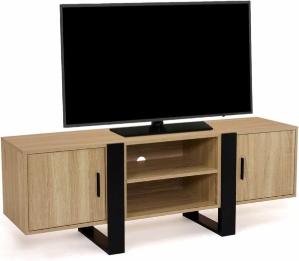 IDMarket - Meuble TV 140 cm Phoenix 2 Portes Bois et Noir