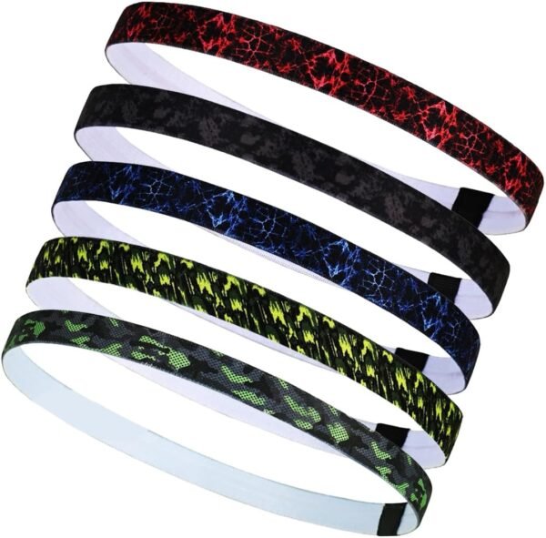 RDNKVB 5pcs Bandeaux de Sport Bandes de Sport antidérapantes Sports Bandeau Élastique Cheveux Bande pour Jogging Football Faire Yoga Exercice