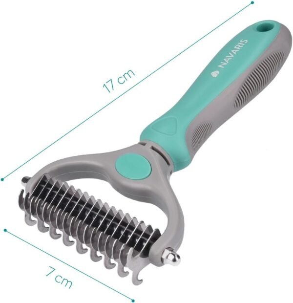 Navaris Brosse sous Poils Chien Chat - Peigne étrille Poil Long et Court - Accessoire toilettage Chiens Chats pour démêlage nœuds des Poils – Image 3