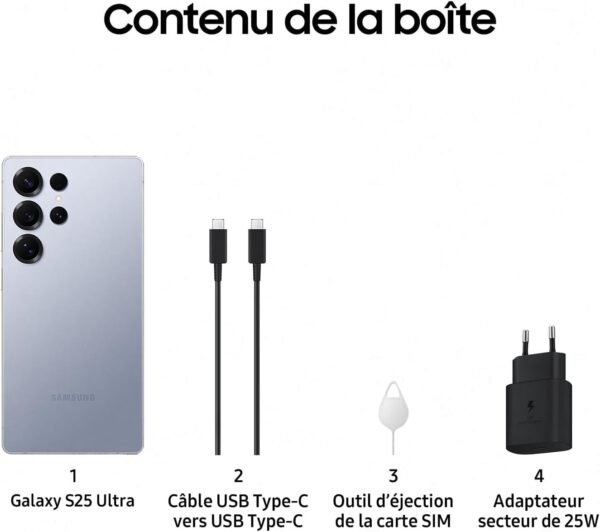 Samsung Galaxy S25 Ultra, Smartphone Android 5G avec Galaxy AI, 512 Go, Chargeur secteur rapide 25W inclus, Smartphone déverrouillé, Bleu Titane, Version FR – Image 7