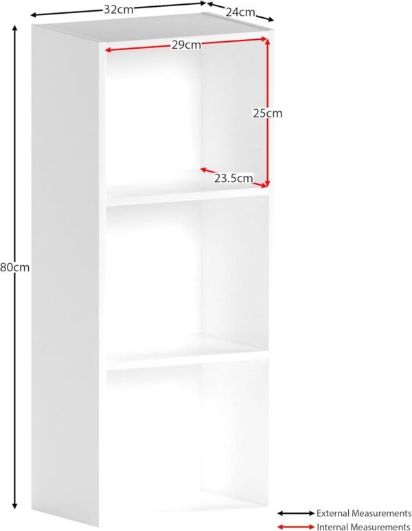 Vida Designs Oxford Bibliothèque en Cube à 3 étagères, Bois Blanc, Meuble pour Bureau, Salle de séjour et Chambre – Image 3