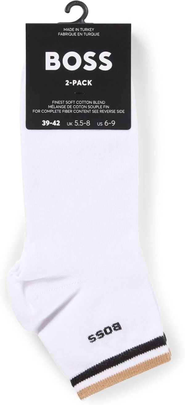 BOSS Hommes 2P SH Stripe CC Lot de deux paires de chaussettes courtes à rayures emblématiques – Image 3