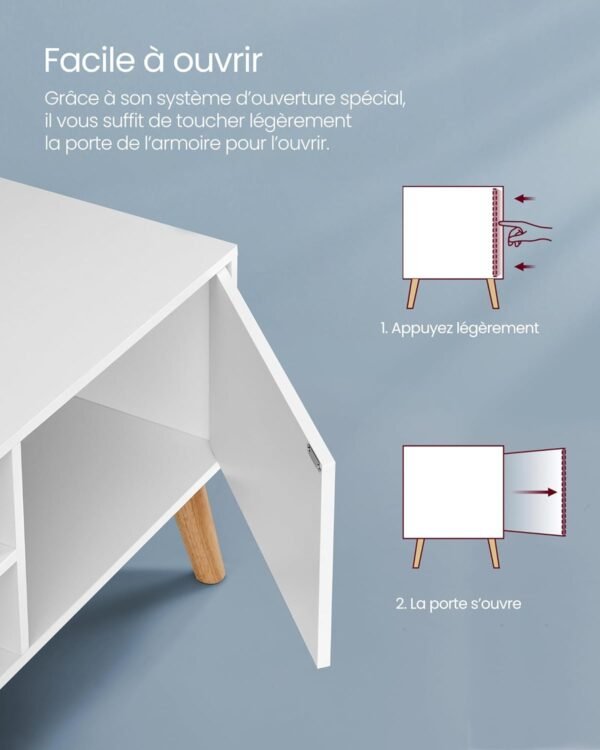 VASAGLE Meuble TV, Support Télé, pour Télévision jusqu'à 55 Pouces, Longueur 120 cm, Rangement Consoles de Jeux, Style Rustique, pour Salon, Chambre, Blanc LTV120T46 – Image 10