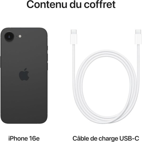 Apple iPhone 16e 128 Go : Conçu pour Apple Intelligence, Puce A18, Autonomie de Taille, Caméra Fusion 48 Mpx, Écran Super Retina XDR de 6,1 Pouces; Noir – Image 6