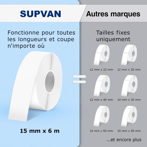 SUPVAN E10 Étiqueteuse inclut 1 Étiquettes Thermiques Étanches Autocollantes Longues (15 mm x 6 m), Vert – Image 4