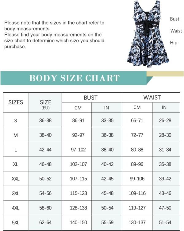 Ecupper Maillot de Bain Une Pieces pour Femme Rétro Jupe avec Volantée Contrôle du Ventre Push Up Col en V – Image 5