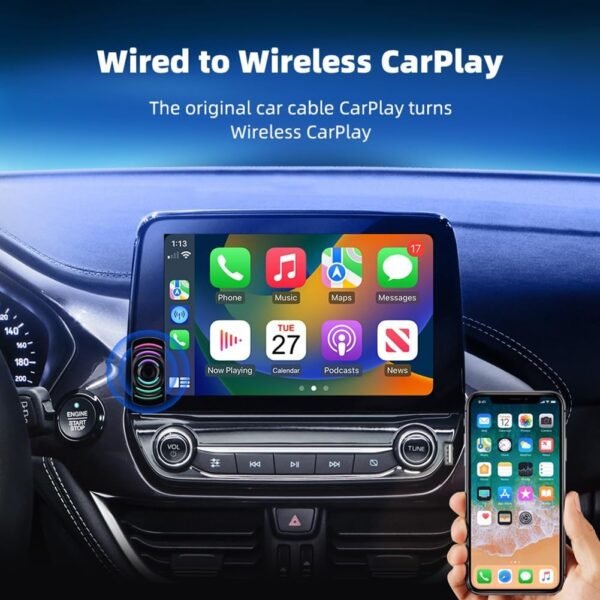 XUJIAN Car RGB Light USB Plug and Play 2 en 1 sans CarPlay ou Android Auto Box pour Autoradio avec CarPlay Filaire ou Auto – Image 7