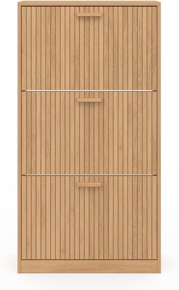 IDMarket - Meuble à Chaussures 18 Paires Juliette 3 Portes Lattes tasseau Bois Coloris chêne – Image 4