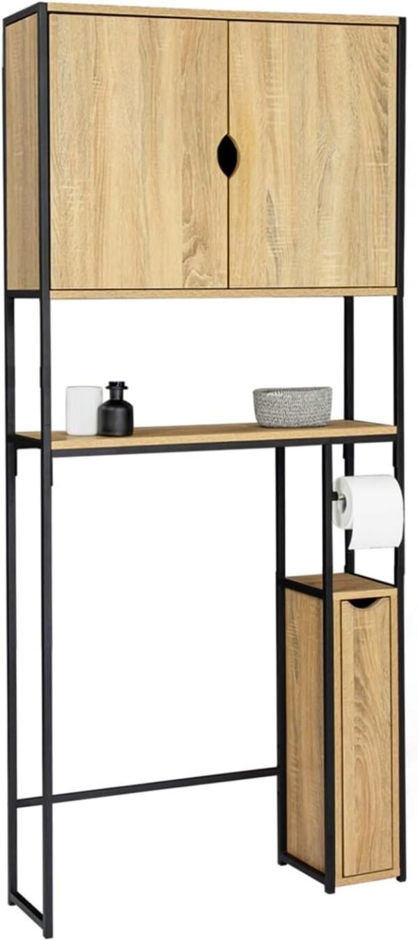 IDMarket - Meuble WC 3 en 1 avec armoires de rangement DETROIT design industriel