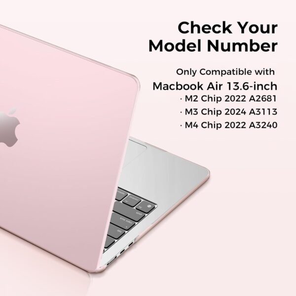 EooCoo Coque Compatible avec MacBook Air 13,6 Pouces M2 M3 M4 A2681 A3113 A3240, 2022 2024 2025 Release avec Touch ID, Protection Étui Rigide en Plastique Anti-Rayures pour Mac 13 - Cristal Rose – Image 2