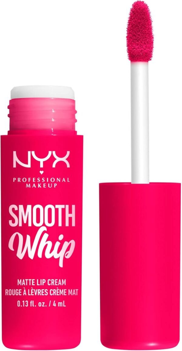 NYX Professional Makeup Rouge à Lèvres Crème Mat Smooth Whip, Couleur Vive, Texture Crème Fouettée, Formule Vegan, Teinte : Pillow Fight (10)
