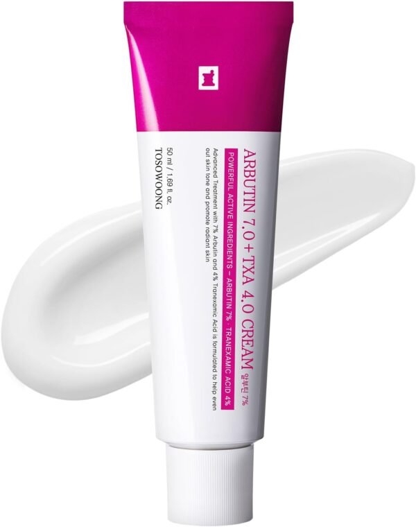 TOSOWOONG Crème Arbutine 7% + Acide Tranexamique 4%, 70000ppm Arbutine, 40000ppm TXA, Niacinamide, Glutathion, Taches, Soin visage coréen, 50ml, 1.69 fl. oz.