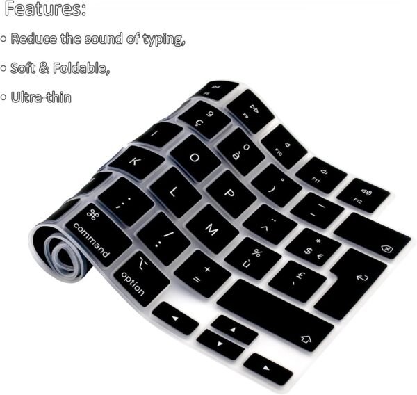 Arisase Housse de Clavier Ultra Fine en Silicone pour MacBook Pro 16"/14" 2023 avec Puce M3/Pro/Max (A2991, A2918, A2992) - Protection Souple - Disposition UE/UK – Image 2