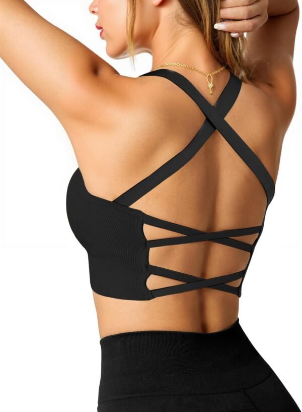 Crewhpo Brassiere Sport Femme sans Armature Soutiens-Gorge de Sport Femme Grande Taille Brassière Femme Maintien Fort avec Coussinets Amovibles pour Yoga Fitness Running S-XL