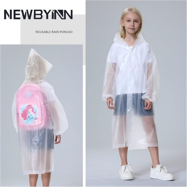 Newbyinn 2 Pièces poncho pluie imperméable, cape de pluie femme homme, poncho de pluie velo randonnée bivouac camping – Image 6
