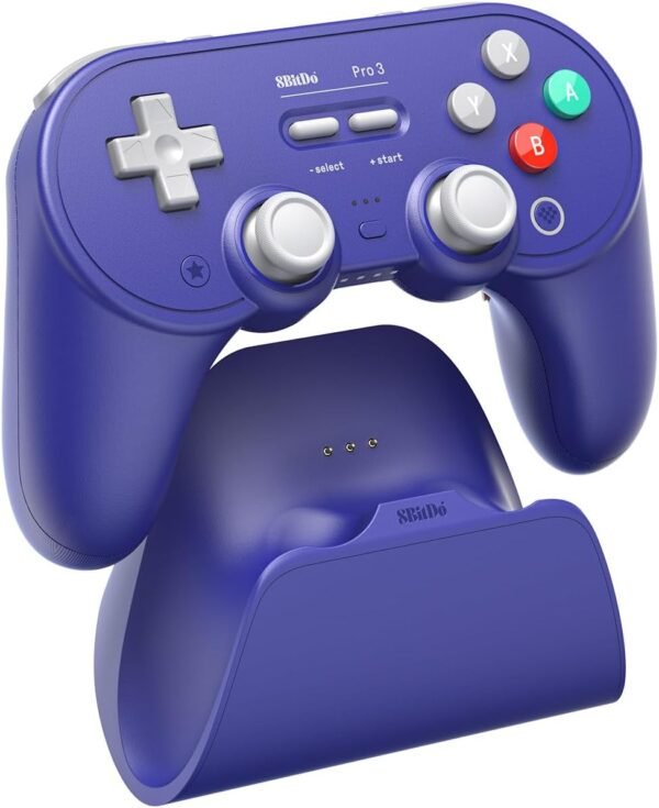 8BitDo Pro 3 Bluetooth Controller for Switch/Switch 2 – TMR Joysticks, Swappable ABXY Buttons, Pro Back Buttons, Charging Dock, Hall Effect Triggers, for Windows, Apple, SteamOS, Android - Purple – Image 2