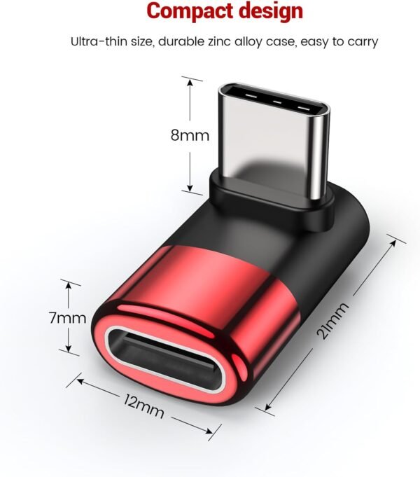 MOGOOD USB C Adaptateur à 90 degrés C mâle à C Femelle USB C Adaptateur Extender Type-C Data Transmission PD100W Charge Rapide et 8K @ 60Hz Passage pour Les Accessoires de Pont Vapeur – Image 6