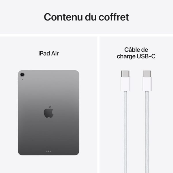 Apple iPad Air 11 Pouces avec Puce M3 : Apple Intelligence, écran Liquid Retina, 128 Go, caméras Avant/arrière 12 Mpx, Wi-FI 6E, Touch ID, autonomie d’Une journée – Gris sidéral – Image 6