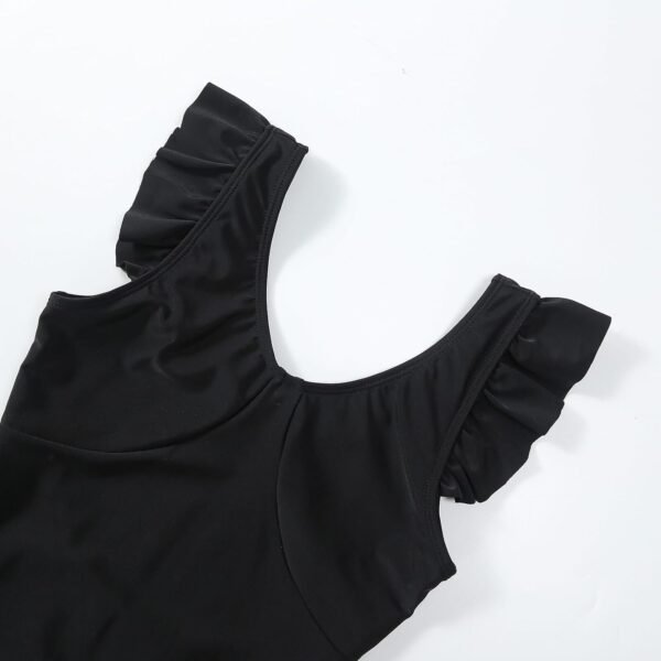 Momkonzz Maillot de bain une pièce pour filles - Bretelles à volants - Noir - 7-16 ans – Image 6