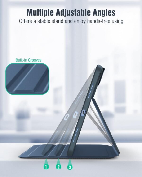 TiMOVO Étui pour iPad (A16) 11e Génération 11 Pouces 2025 / iPad 10e Génération 10.9 Pouces 2022 avec Porte-Crayon, Housse de Protection avec Support Intégré, Visionnage Multi-Angles, Bleu Marine – Image 3