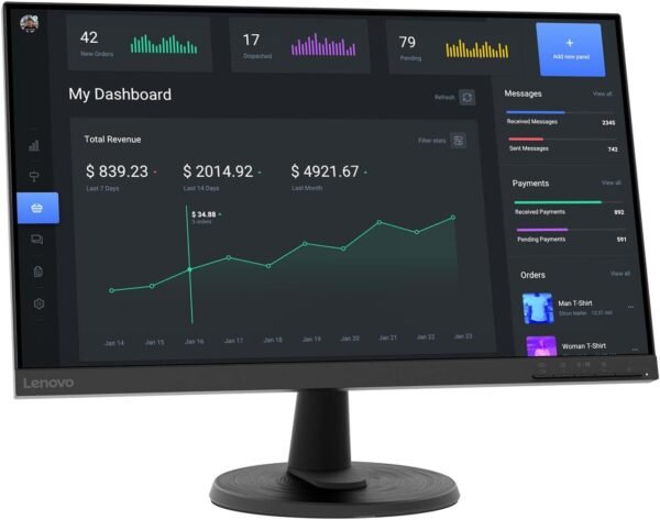 Lenovo D24-40 - Écran 24 Full HD (VA, 75Hz, 4ms, HDMI+VGA, AMD FreeSync) Réglage en Inclinaison – Noir – Image 5