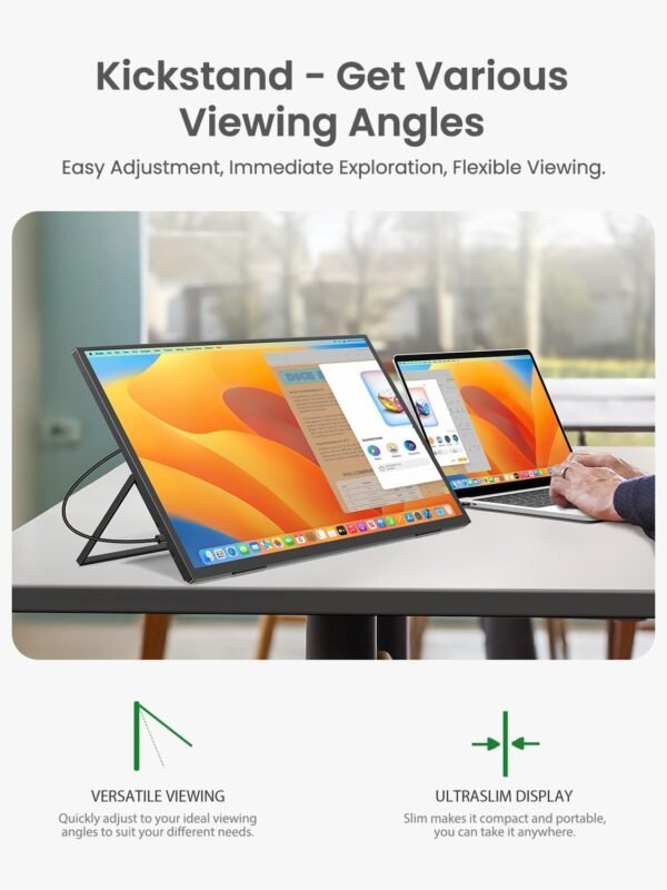 UPERFECT 24.5" 2K 165Hz Écran Portable avec Screen IPS QHD 2560 x 1440 Mini HDMI USB C pour PC Laptop Console de Jeu, Moniteur Mobile Compatible VESA – Image 6