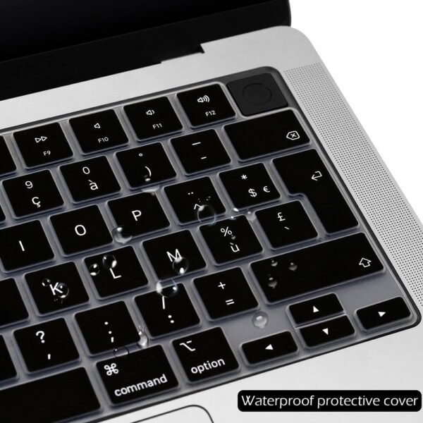 Arisase Housse de Clavier Ultra Fine en Silicone pour MacBook Pro 16"/14" 2023 avec Puce M3/Pro/Max (A2991, A2918, A2992) - Protection Souple - Disposition UE/UK – Image 4