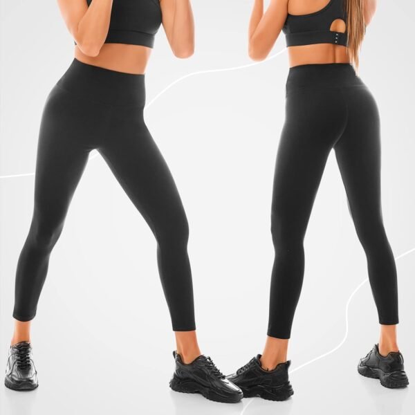 Walifrey Legging de Sport pour Femme, Taille Haute, Noir, pour entraînement, Gym, Sport – Image 2