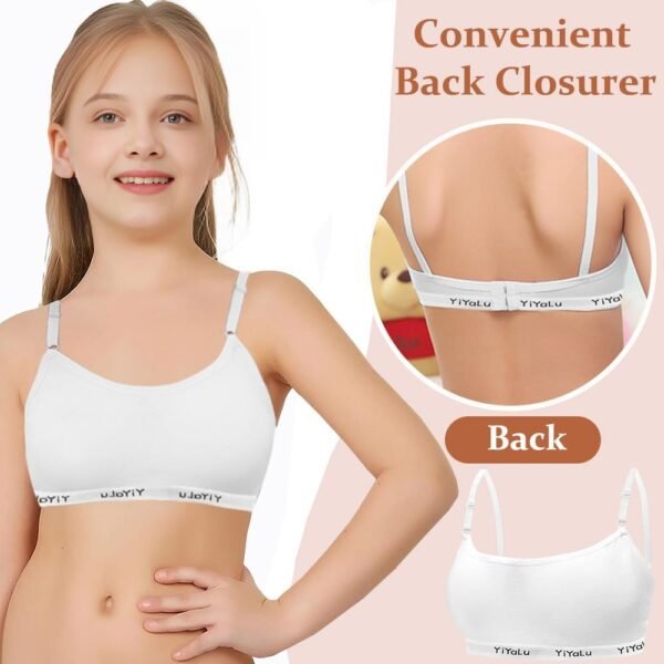 Bysion Lot de 3 Soutien-Gorge d'entraînement sans Couture pour Filles avec Réglable Haut à Bretelles et Coussinets Amovible pour 10 à 14 Ans – Image 2