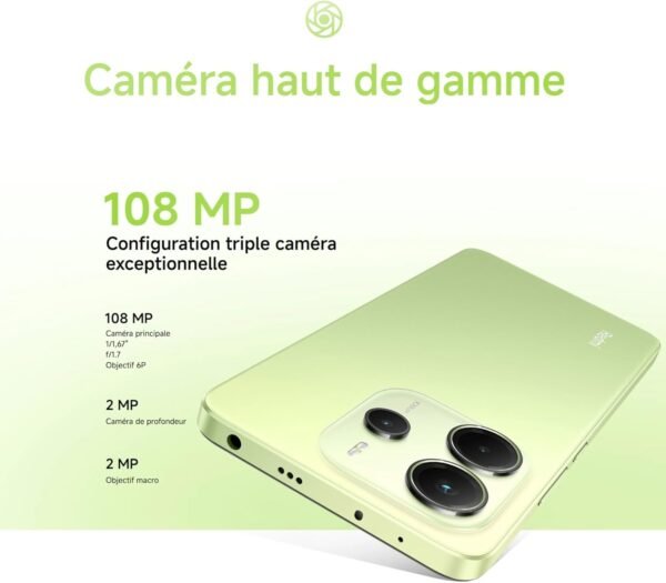 Xiaomi Smartphone Redmi Note 14,8+128GB,Noir,108Système de caméra MP IA,Batterie 5500mAh,écran de Soins oculIAres 120Hz,fonctionnalités IA (Chargeur Non Inclus)(Version Française+2 Ans de Garantie) – Image 9