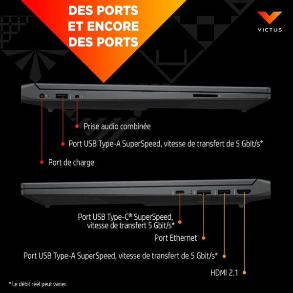 HP Victus 15-fa1001sf Ordinateur Portable Gaming 15,6" FHD IPS 144 Hz, PC Portable Gamer (Intel Core i5-12500H, RAM 16 Go, SSD 512 Go, Nvidia GeForce RTX 4050 6Go, Windows 11), Laptop Gris, AZERTY – Image 2