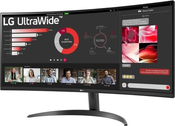 LG UltraWide™ 34WR50QK-B Ecran PC Ultra Large 34" - Dalle VA résolution QHD (3440 x 1440), 5ms GtG 100Hz, HDR 10, sRGB 90% (CIE1931), inclinable, Mode Portrait – Image 9