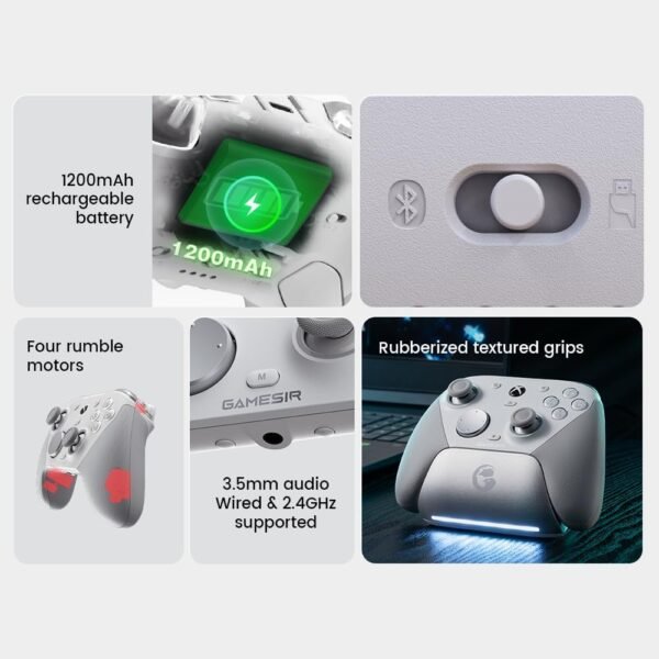 GameSir G7 Pro Manette 1000Hz avec Station de Recharge : Xbox Series X|S, Xbox One, Win 10/11 & Android - Joysticks TMR, Triggers Réglables & 4 Boutons Programmables - Méca Blanc – Image 5