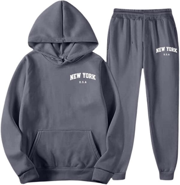 Survêtement Homme à Capuche,Ensemble Jogging Homme 2 Pièces Sweat Hoodies et Pantalon Jogging,Manches Longues,Ample et Confortable,Combinaison de Sport pour Gym et Jogging Élégant – Image 4