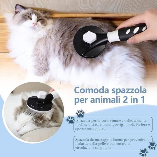 Vinabo Brosse pour Chiens Petite ,Chats. chaton, Autonettoyante Enlèvement des Poils en Un Clic Morts et Sous-Poils – Image 4