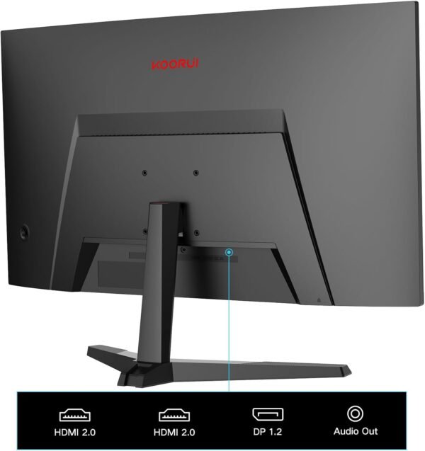 KOORUI 24'' Ecran PC Gamer Incurvé, 180Hz 1ms FHD PC Moniteur Gaming 1500R, Adaptive Sync VESA 100x100mm, Inclinaison réglable, HDMI2.0/DP1.2 – Image 3