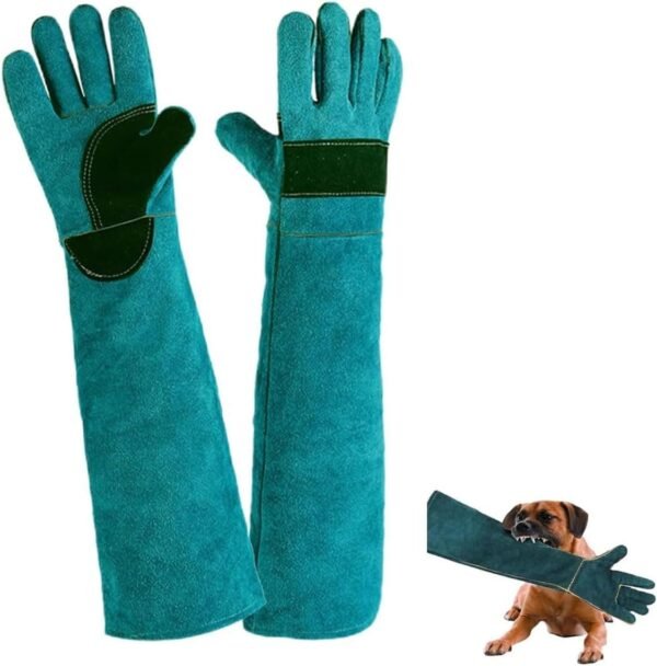 EORPAVU Gants et rouleaux de toilettage chien,Gants d'épilation, gants de protection anti-déchirure et anti-morsure en cuir de vache, peuvent apprendre aux animaux à se nourrir (45 cm)