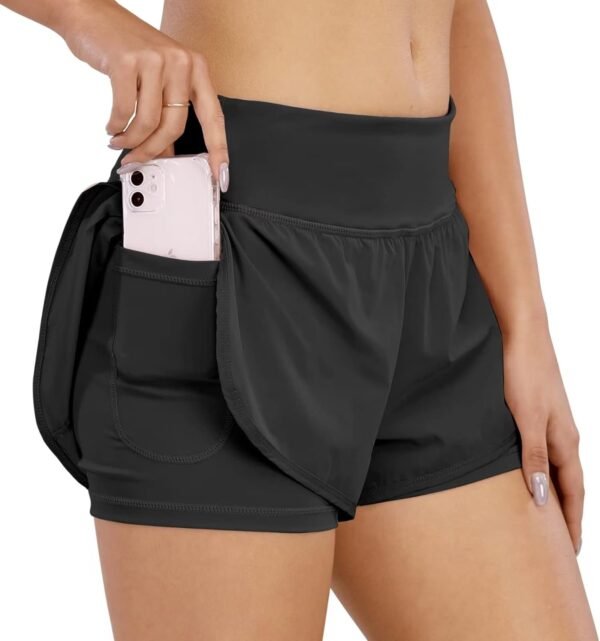 COTOP Short de Course pour Femmes,2 en 1 Short de Sport pour Femmes avec Poche,Taille Haute Short à séchage Rapide pour Fitness,Jogging,entraînement