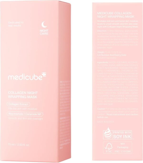 Medicube Collagen Night Wrapping Cream pour l'élasticité et l'hydratation - Masque de sommeil du visage avec film d'emballage de collagène pour le renouveau et le rajeunissement de la peau - Soins de – Image 8