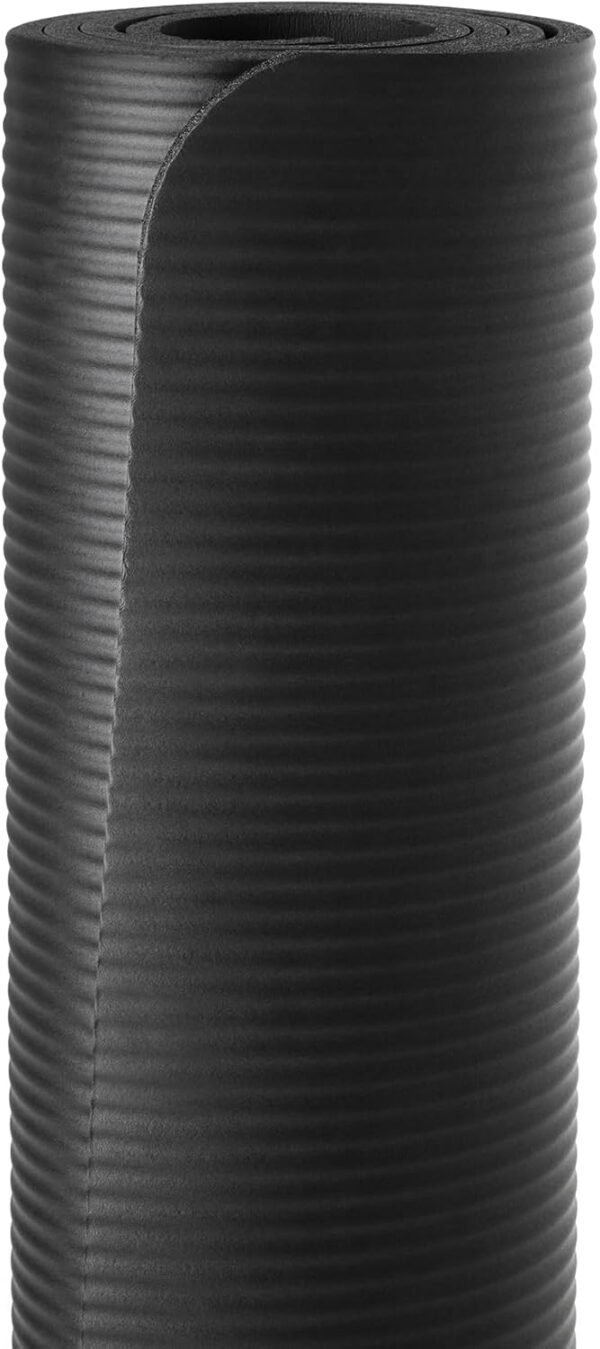Amazon Basics 1/2-Inch Extra Thick Yoga and Exercise Mat with Carrying Strap, Black – Image 2