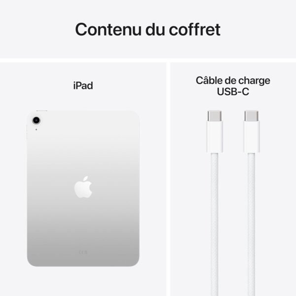 Apple iPad avec Puce A16 : Écran Liquid Retina 11 Pouces, 128 Go, Wi-FI 6, caméras Avant/arrière 12 Mpx, Touch ID, autonomie d’Une journée – Argent – Image 6