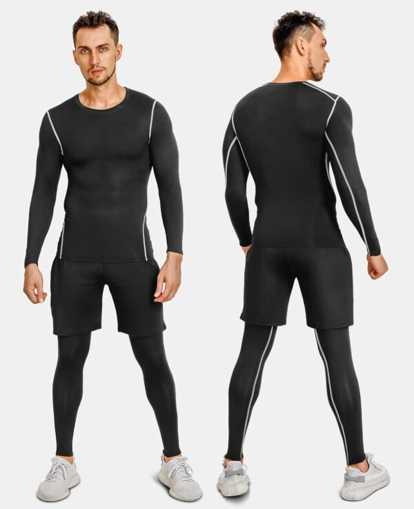 Niksa Ensemble Compression Homme Tenue Sport Fitness Vêtement Running Tee Shirt Compression Legging Sport Short Running – Image 2