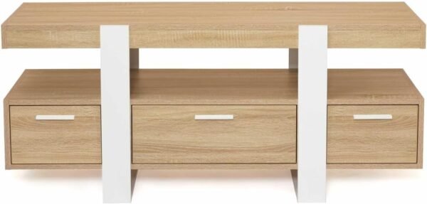 IDMarket - Meuble TV 116 cm Phoenix avec tiroirs Bois et Blanc – Image 3